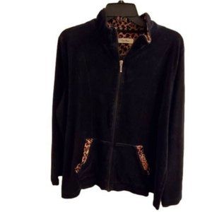 ONQUE woman black and leopard print velour jacket plus size 2X Brand: boutique